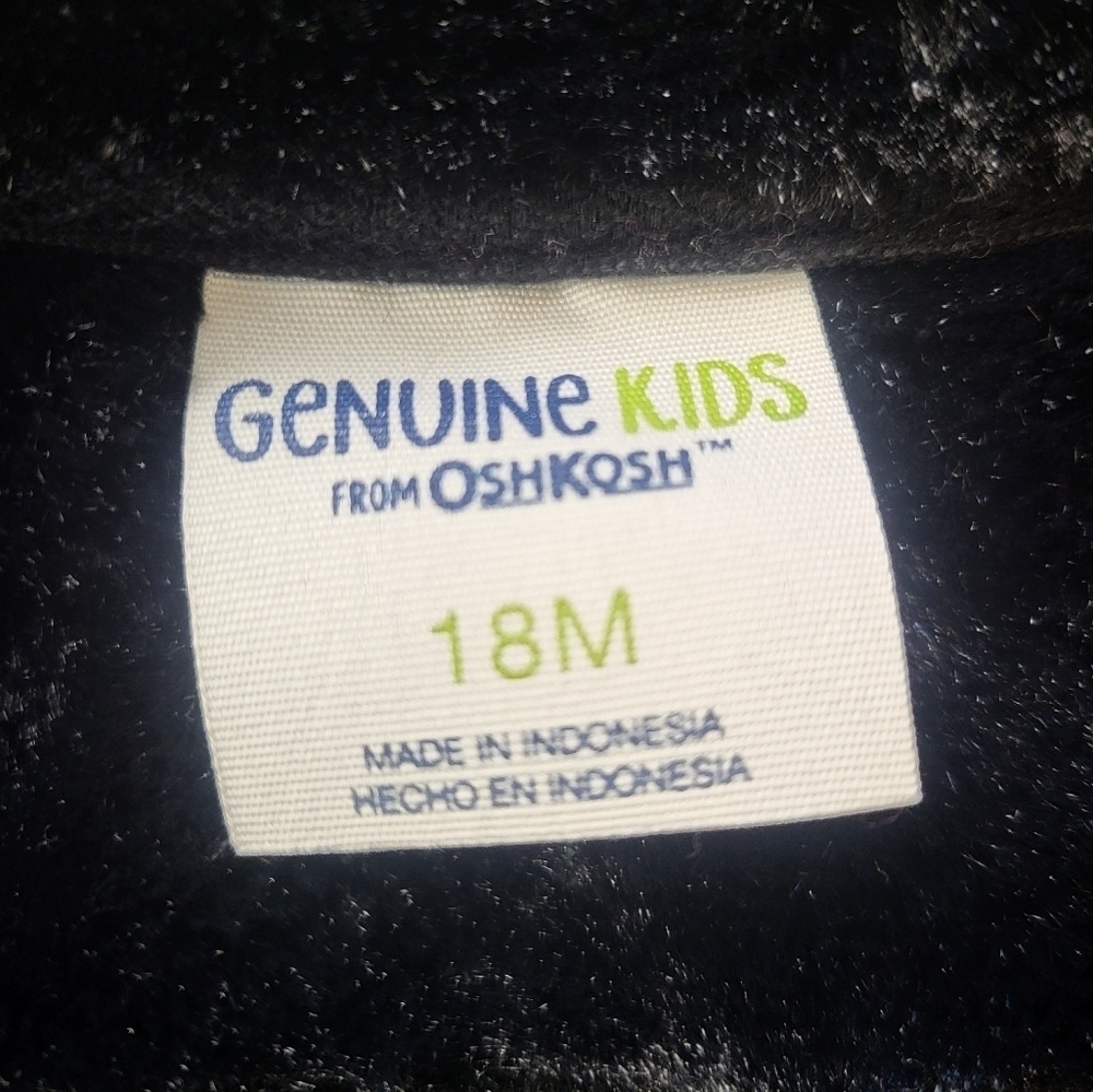 OshKosh Toddler Faux Leather Faux Fur Black Moto Style Jacket Size 18 Months - Picture 3 of 7